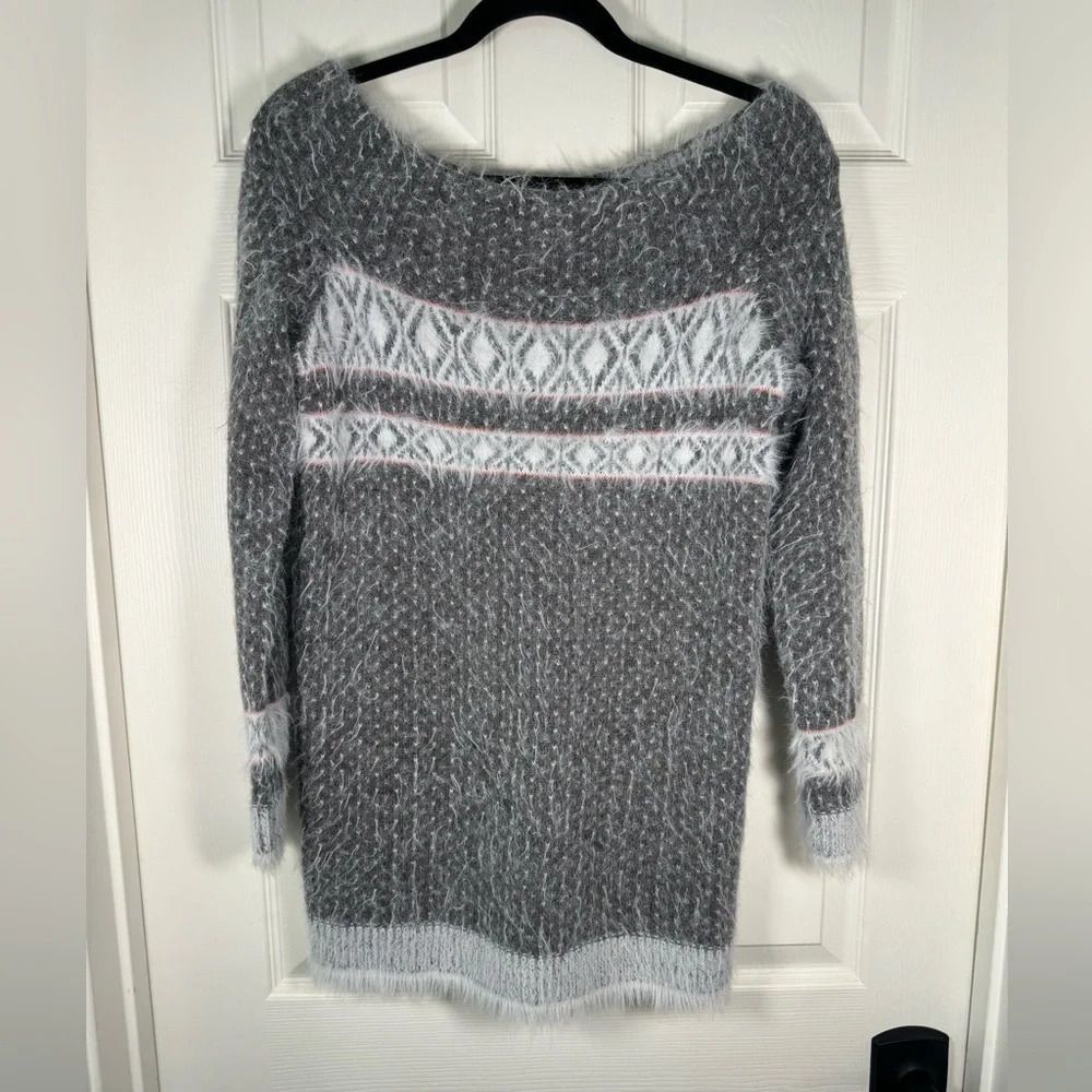 Sleeping on Snow Wool Blend Off the Shoulder Tunic Nordic Sweater Womens Small